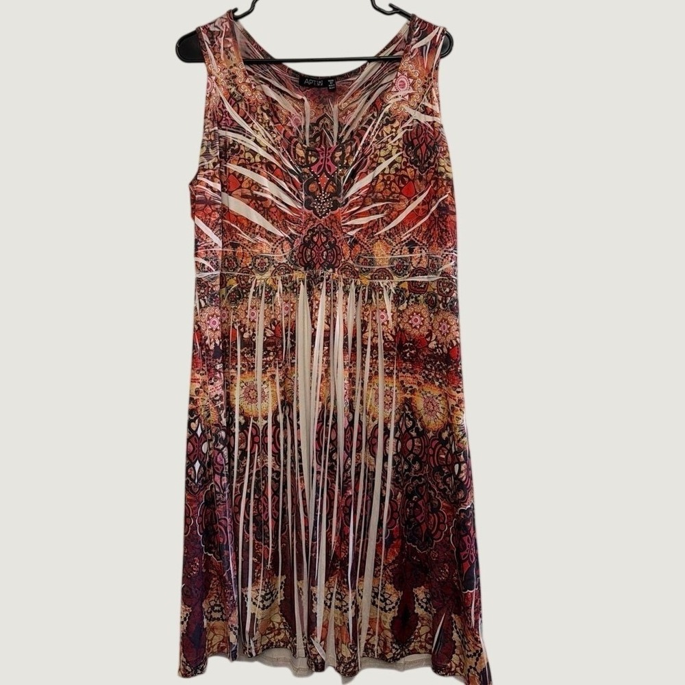 Apt 9 Womens 2X Sleeveless Empire Waist Kaleidoscope Print‎ Boho Dress